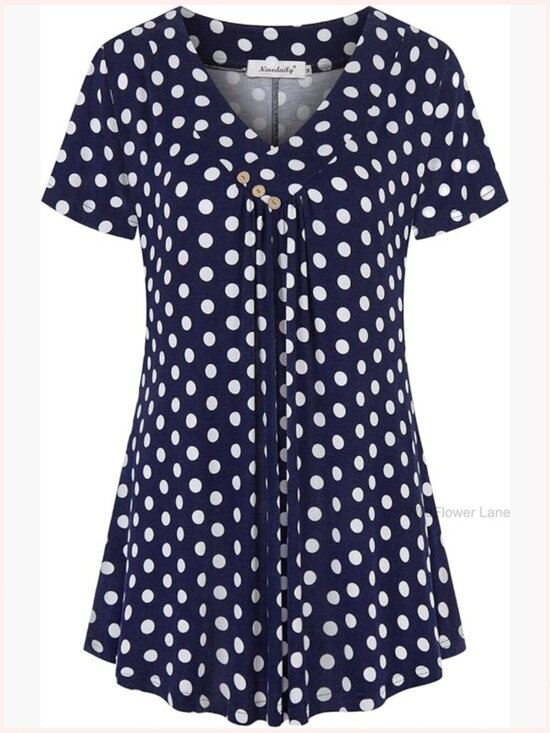 Tops - Women's Tunic Top Short Sleeve V Neck Dressy Blouse Loose Fit